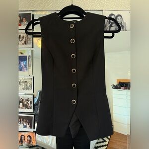 Black Sleeveless Button-Front Blouse